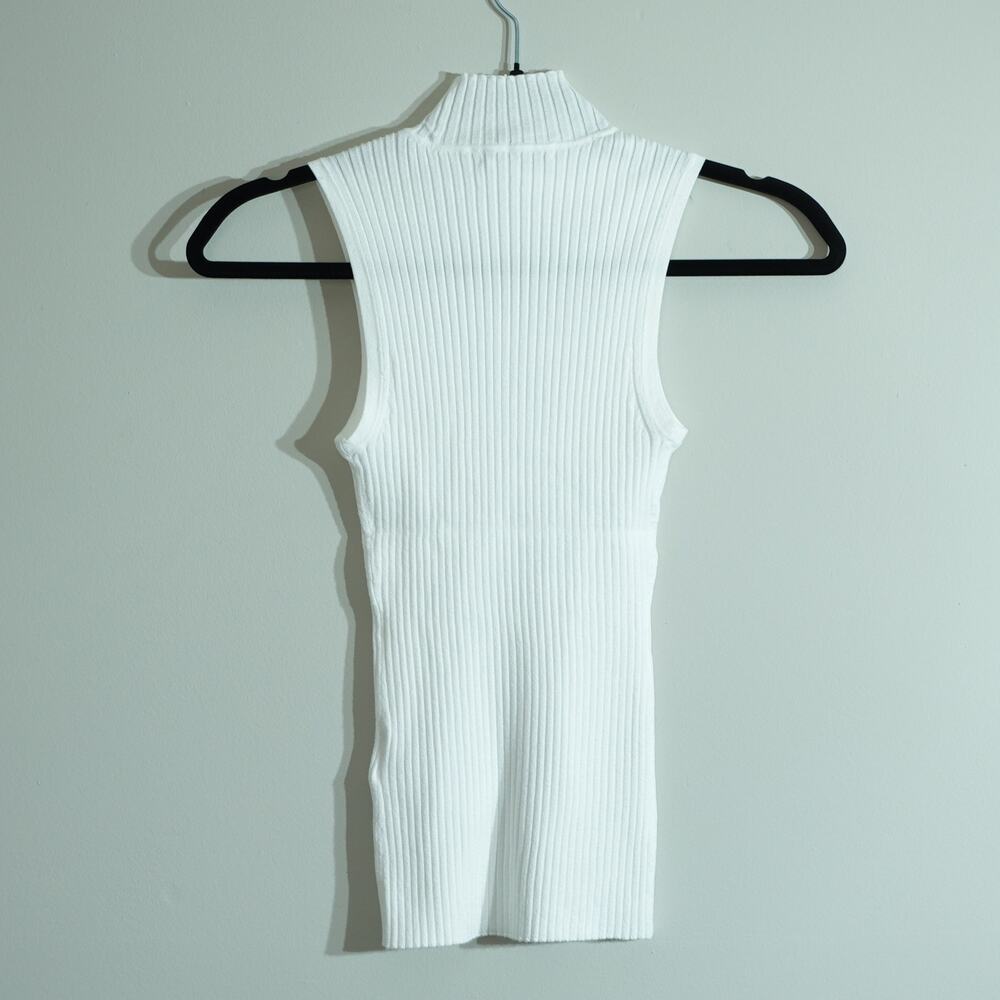 NWT Madewell White Stretchy Sleeveless Ribbed Mock Turtleneck Women's Size XXS - Picture 2 of 7
